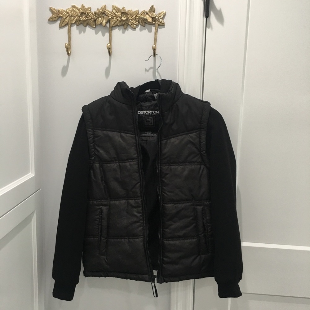 Black jacket with hoodie like new